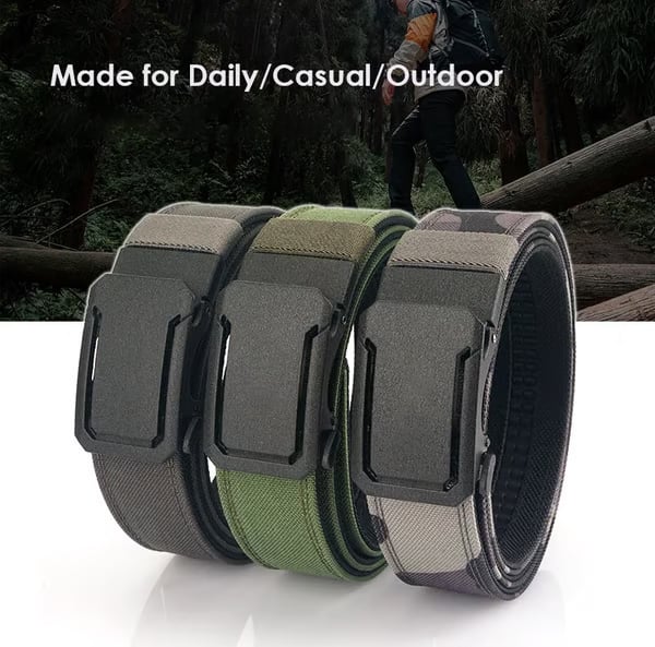 Upgraded version thickened double-layer nylon tactical belt with automatic buckle